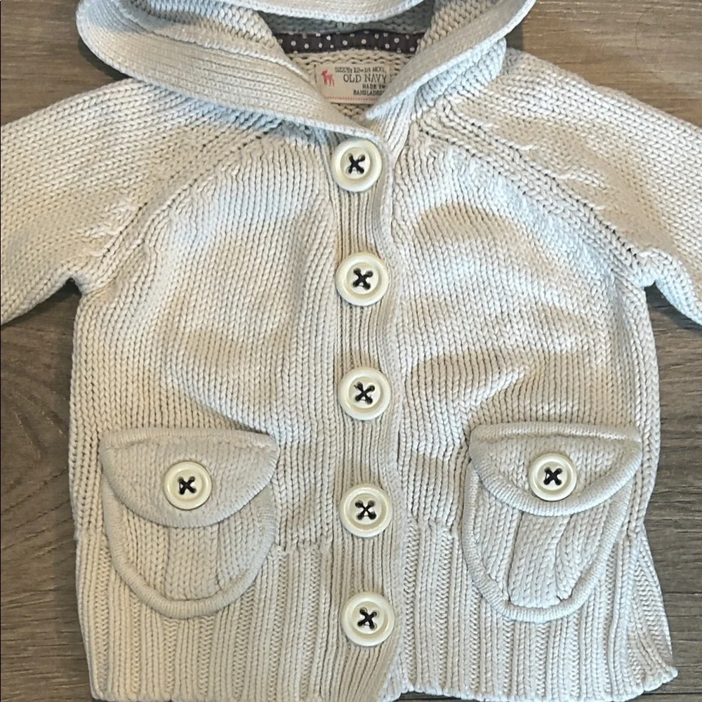 Old Navy Cream Hooded Button-Up Sweater‎ Cardigan Size 12-18 months